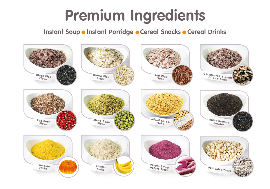 Premium Ingredients for
Baby Food, Bakery Premixes and Toppings, Instant Cereal Drinks and Instant Soup.